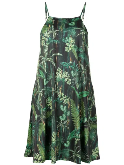 Lygia & Nanny Isis Leaf-print Minidress In Green