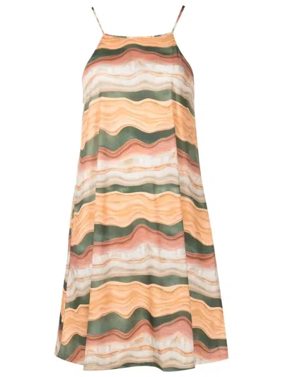 Lygia & Nanny Isis Square-neck Mini Dress In Brown