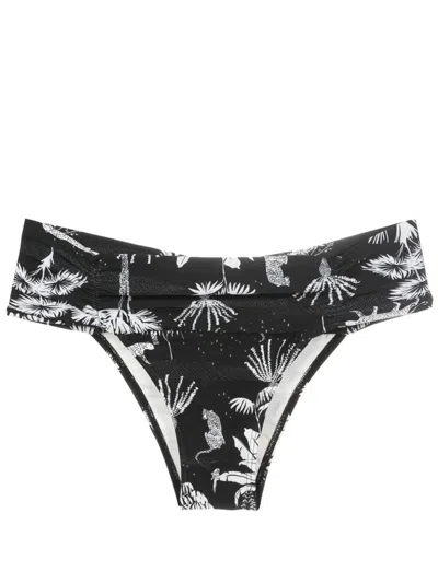Lygia & Nanny Jasper Shirred-waist Bikini Bottom In Black
