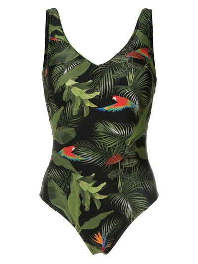 Lygia & Nanny Laila Leaf-print Swimsuit In Green