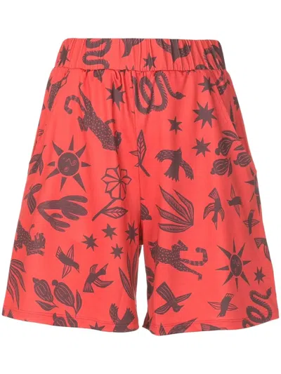 Lygia & Nanny Lara Estampado Graphic-print Shorts In Brown