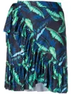 Lygia & Nanny Laurita Ruffled Leaf-print Miniskirt In Blue