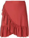 Lygia & Nanny Laurita Ruffled-trim Wrap Skirt In Red