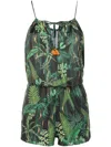 Lygia & Nanny Laya Leaf-print Playsuit In Green