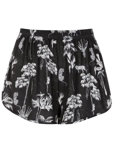 Lygia & Nanny Lee Botanical-print Mini Shorts In Black