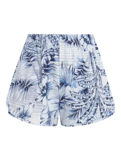 Lygia & Nanny Lee Floral-print Elastic-waist Shorts In Blue