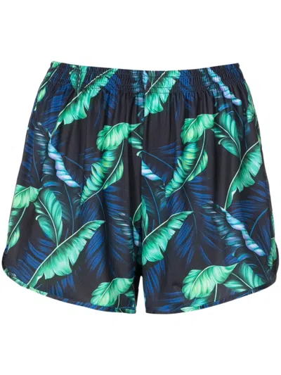 Lygia & Nanny Lee Leaf-print Mini Shorts In Blue