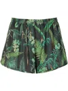 Lygia & Nanny Lee Leaf-print Mini Shorts In Green