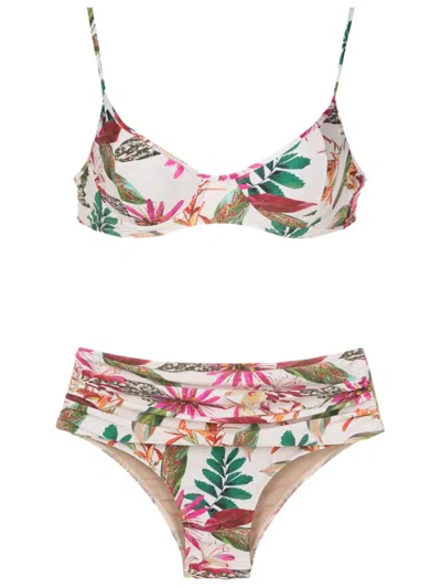 Lygia & Nanny Liliane Botanical-print Bikini In White