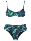 Lygia & Nanny Marianne Twisted Leaf-print Bikini In Blue