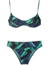 Lygia & Nanny Lilica Leaf-print Bikini In Blue