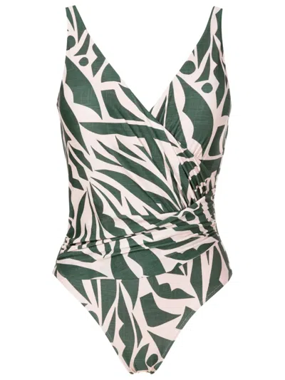 Lygia & Nanny Maisa Abstract-print Draped One-piece In Green