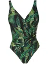 Lygia & Nanny Maisa Draped Leaf-print Swimsuit In Green
