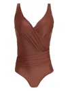 Lygia & Nanny Maisa Draped Swimsuit In Brown