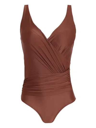 Lygia & Nanny Maisa Draped Swimsuit In Brown