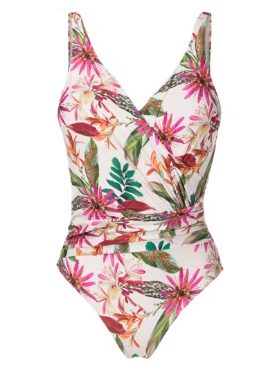 Lygia & Nanny Maisa Floral-print Swimsuit In White