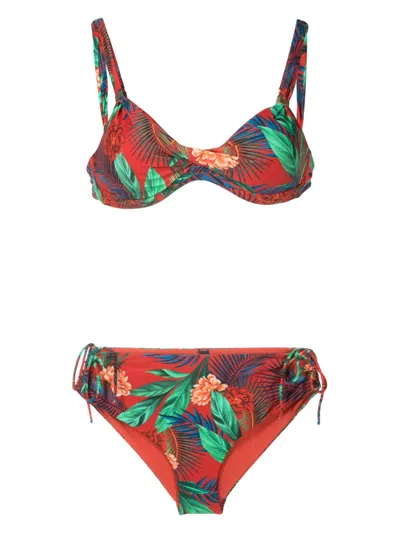 Lygia & Nanny Marcela Floral-print Bikini In Red