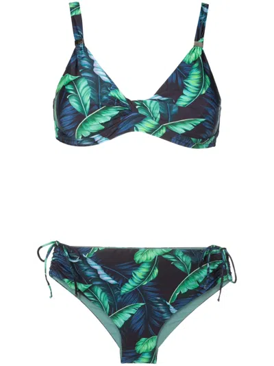 Lygia & Nanny Marcela Leaf-print Bikini In Blue