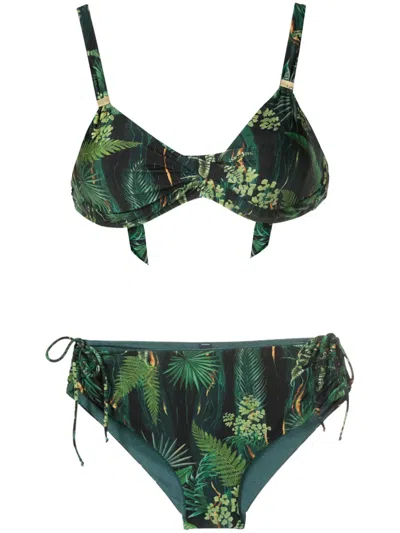 Lygia & Nanny Marcela Leaf-print Bikini In Green