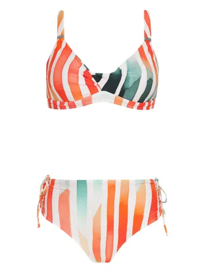 Lygia & Nanny Marcela Stripe-print Bikini In Orange