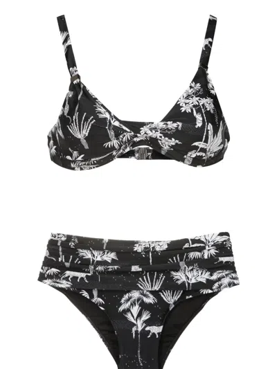 Lygia & Nanny Marianne Graphic-print Bikini In Black