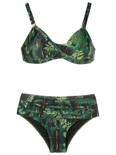 Lygia & Nanny Marianne Leaf-print Bikini In Green