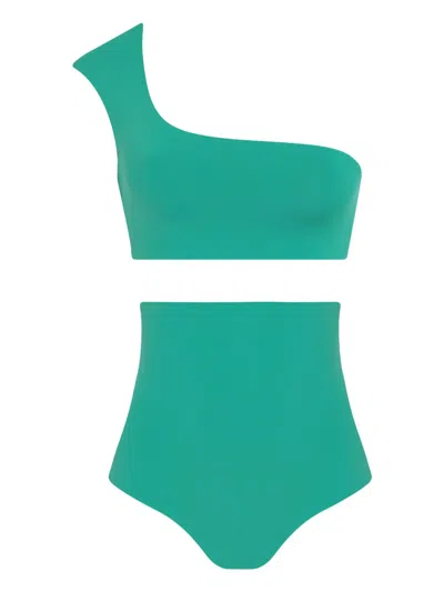Lygia & Nanny Marjory Asymmetrical Bikini Set In Green