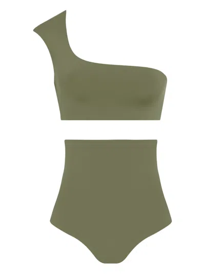 Lygia & Nanny Marjory Asymmetrical Bikini Set In Green