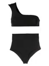 Lygia & Nanny Marjory Fluity One-shoulder Bikini In Black