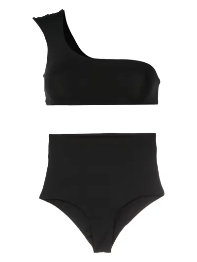 Lygia & Nanny Marjory Fluity One-shoulder Bikini In Black