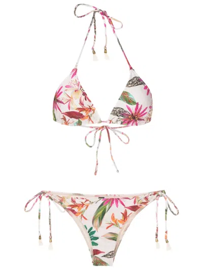 Lygia & Nanny Maya Botanical-print Triangle Bikini In White