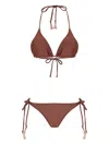Lygia & Nanny Maya Triangle Tassel Bikini In Brown