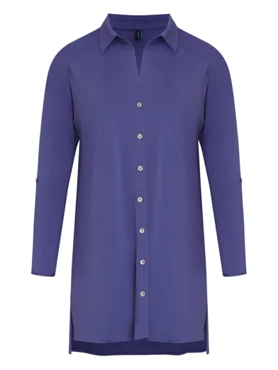 Lygia & Nanny Meline Button-cuff Mini Shirt Dress In Purple