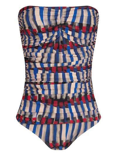 Lygia & Nanny Melissa Striped Ruched Swimsuit In Blue