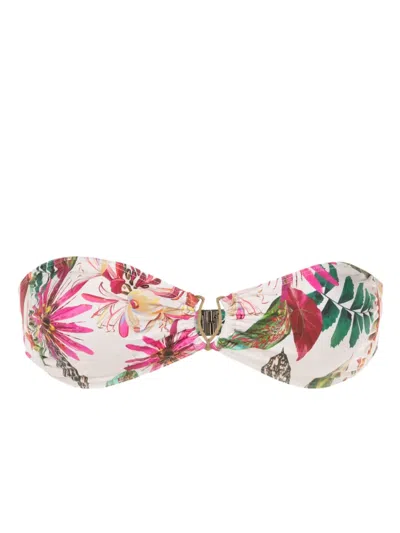 Lygia & Nanny Mika Botanical-print Bikini Top In White