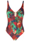 Lygia & Nanny Roberta Botanical-print Swimsuit In Red