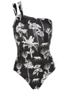 Lygia & Nanny Miusha Graphic-print One-shoulder One-piece In Black