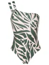 Lygia & Nanny Miusha Graphic-print One-shoulder One-piece In Green
