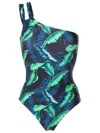 Lygia & Nanny Miusha Leaf-print Swimsuit In Blue
