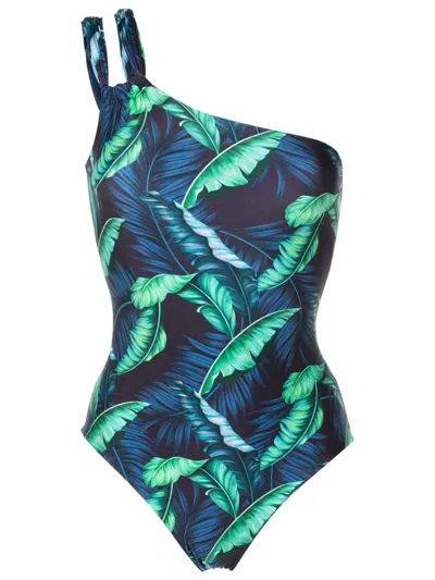Lygia & Nanny Miusha Leaf-print Swimsuit In Blue
