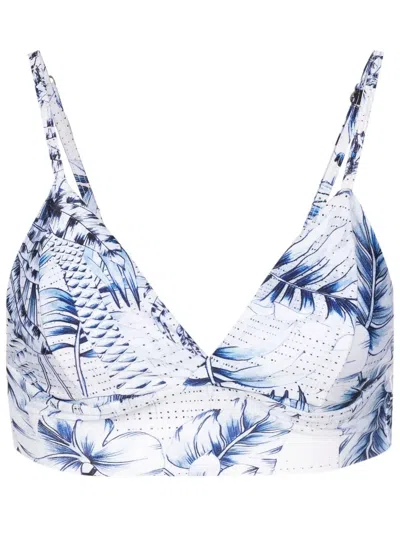 Lygia & Nanny Palm-tree Print Bralette Top In Blue