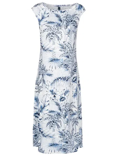 Lygia & Nanny Palm-tree Print Midi Dress In Blue