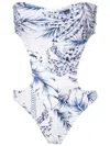 Lygia & Nanny Palm-tree Print Swimsuit In Blue