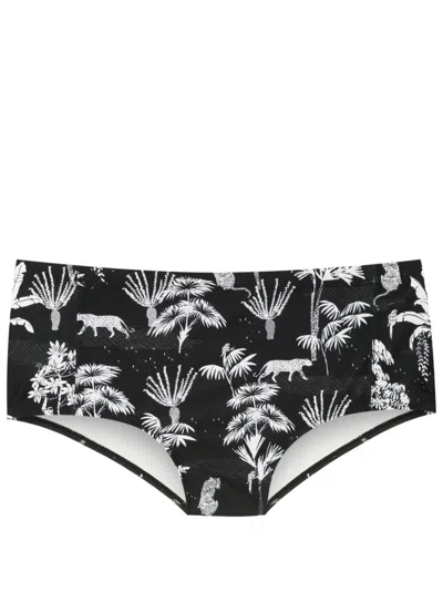 Lygia & Nanny Parati Jungle-print Swimming Trunks In Black
