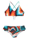 Lygia & Nanny Penelope Cross-back Ruffled Bikini In Multi