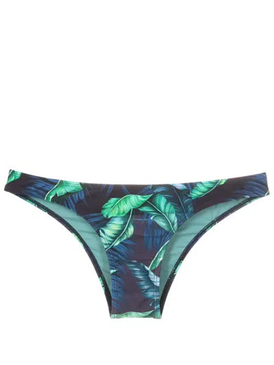 Lygia & Nanny Poipu Leaf-print Bikini Bottoms In Blue