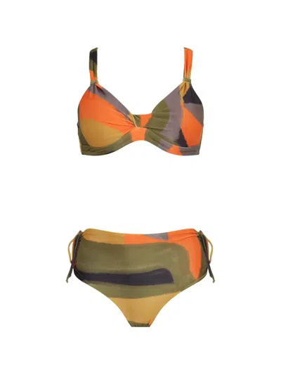 Lygia & Nanny Printed Tie Bikini In Orange