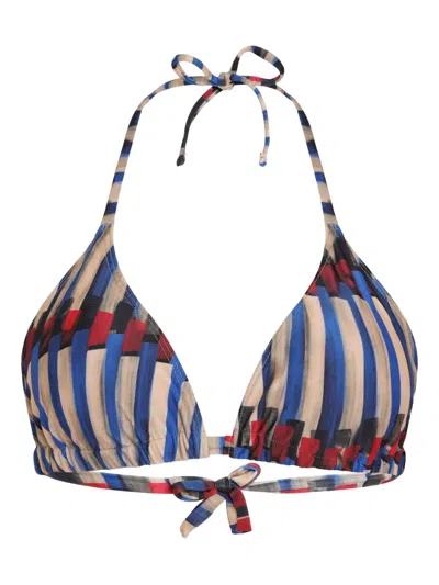 Lygia & Nanny Printed Tie Bikini Top In Blue