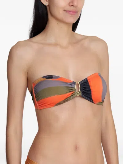 Lygia & Nanny Ring Detail Swimsuit Top In Brown