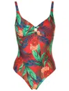 Lygia & Nanny Roberta Botanical-print Swimsuit In Red